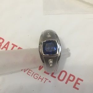 silver ring With Blue Sapphire Stone